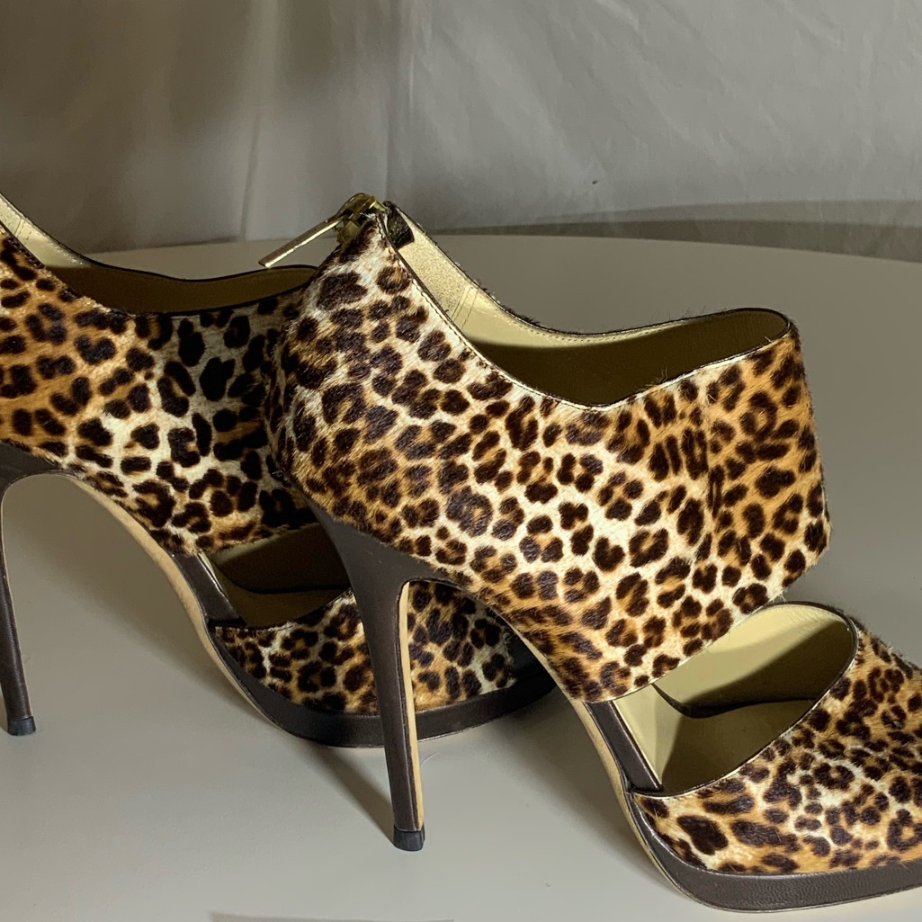 Jimmy Choo - Leopard-Print Calf Hair Sandal.Wrapped Heel And Platform. Size 40